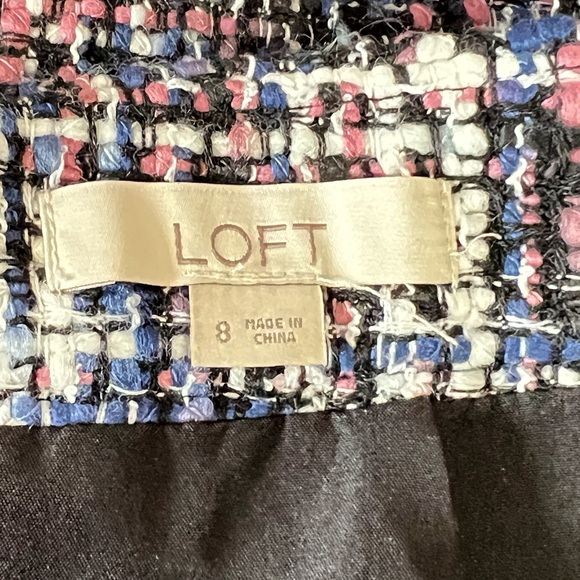Loft Tweed Pencil Skirt Size 8 Womens Blue Pink Black Woven Textured Lined Woven - Picture 5 of 6